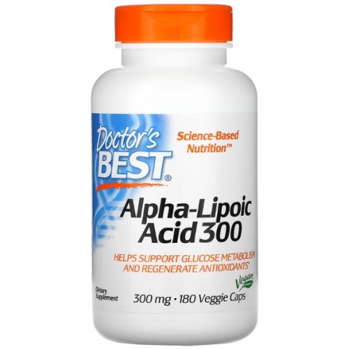 Doctor's Best, альфа-липоевая кислота, 300 мг, 180 вегетарианских капсул